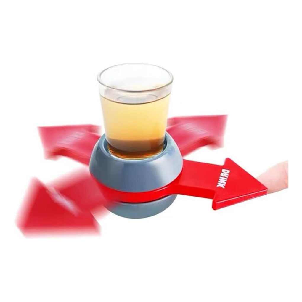 Spin the shot drinking game with spinning arrow and shot glass.