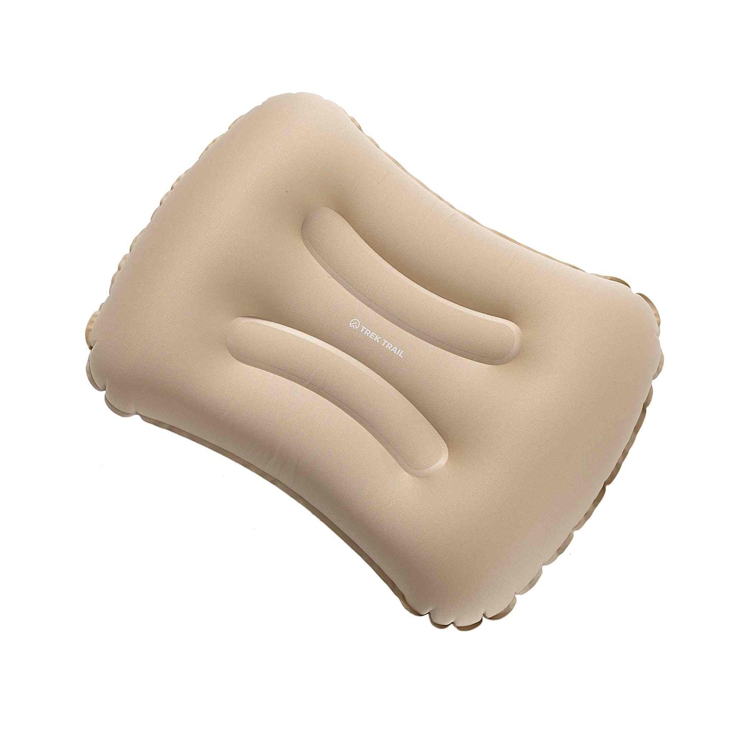 Inflatable pillow with compact design, measures 44 x 27 x 10 cm.