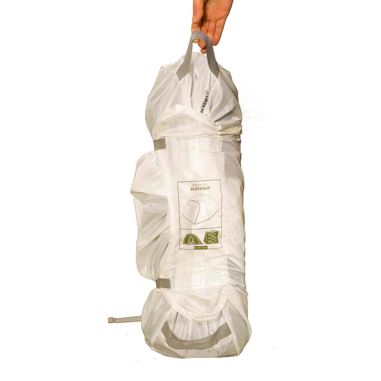 3 personers blackout telt i transportpose, vandtæt og mørklæggende.