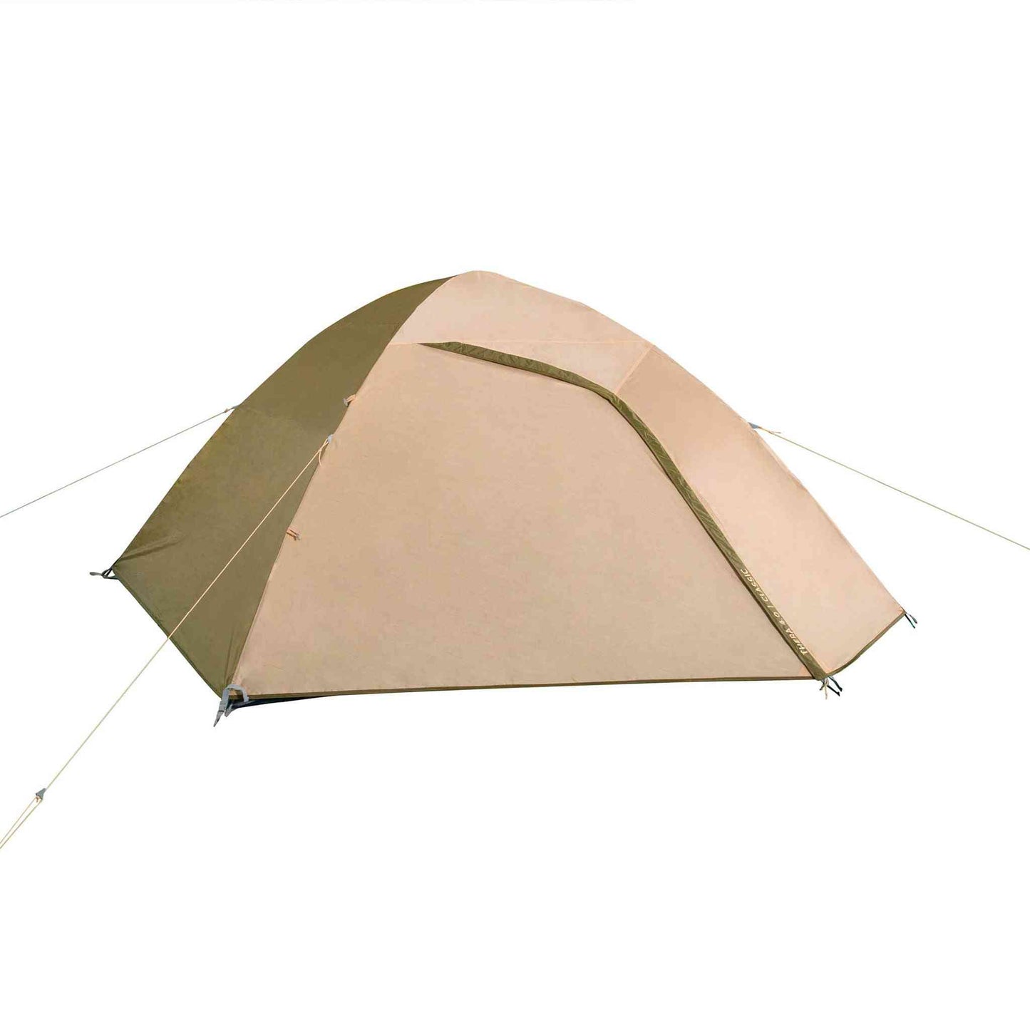 4-person festival tent, waterproof 2-layer with mosquito net, durable zippers, easy setup.