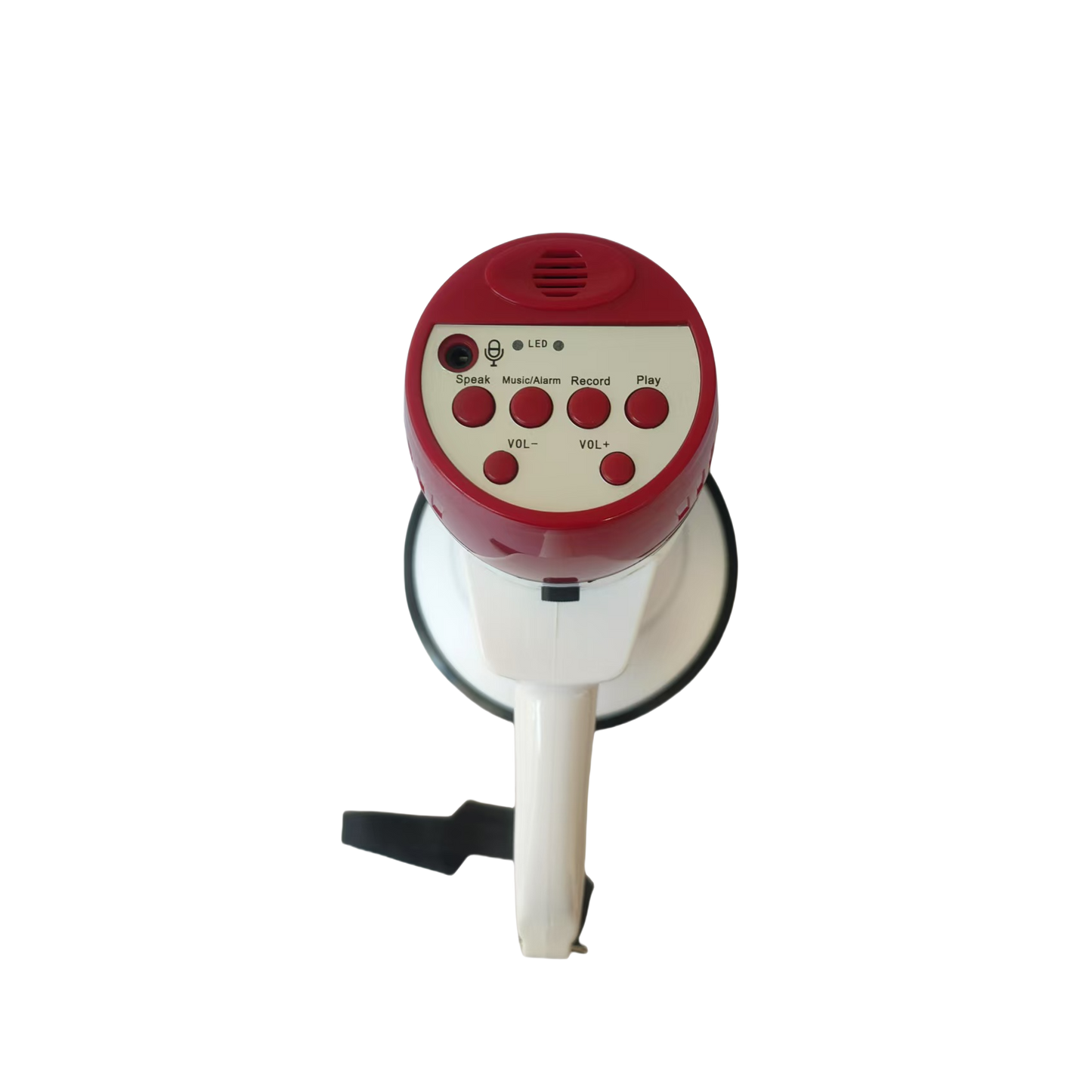 Megafon 30W genopladelig med ergonomisk design og talefunktion.