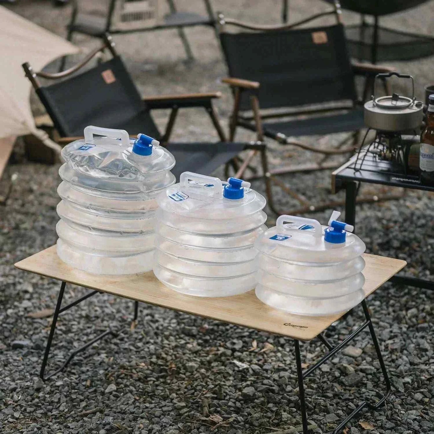 5-15 liter foldable water container with easy open-close spout.