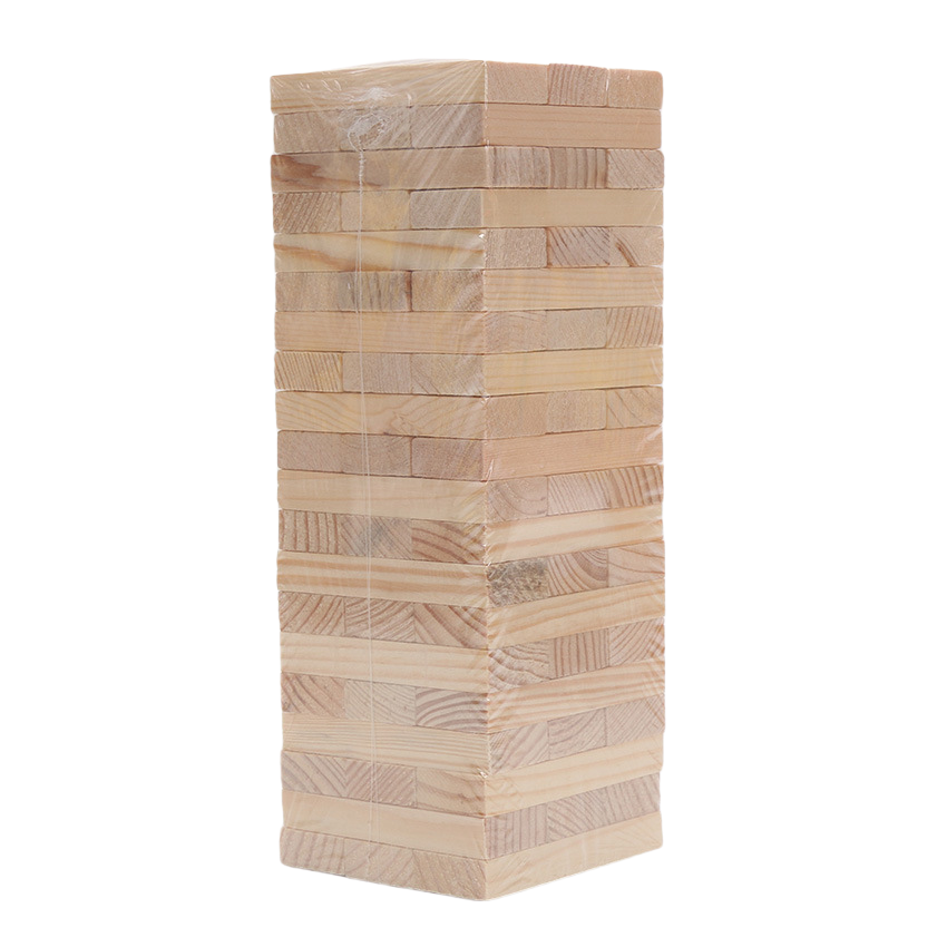 Drunken Tower - Drukspil game with wooden blocks stacked in a tower.