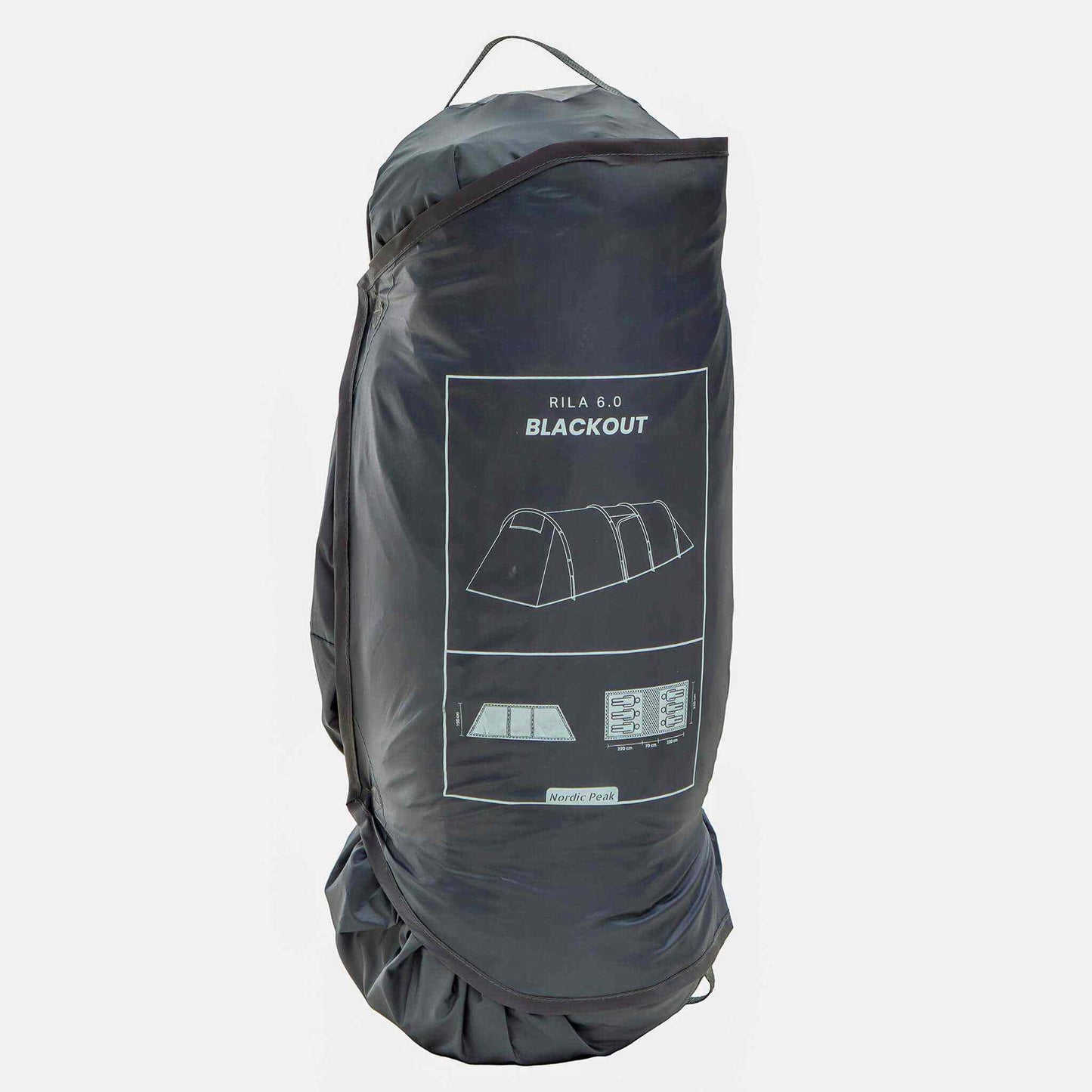 Blackout gruppe telt - 6 personer pakket i bærepose med diagram.