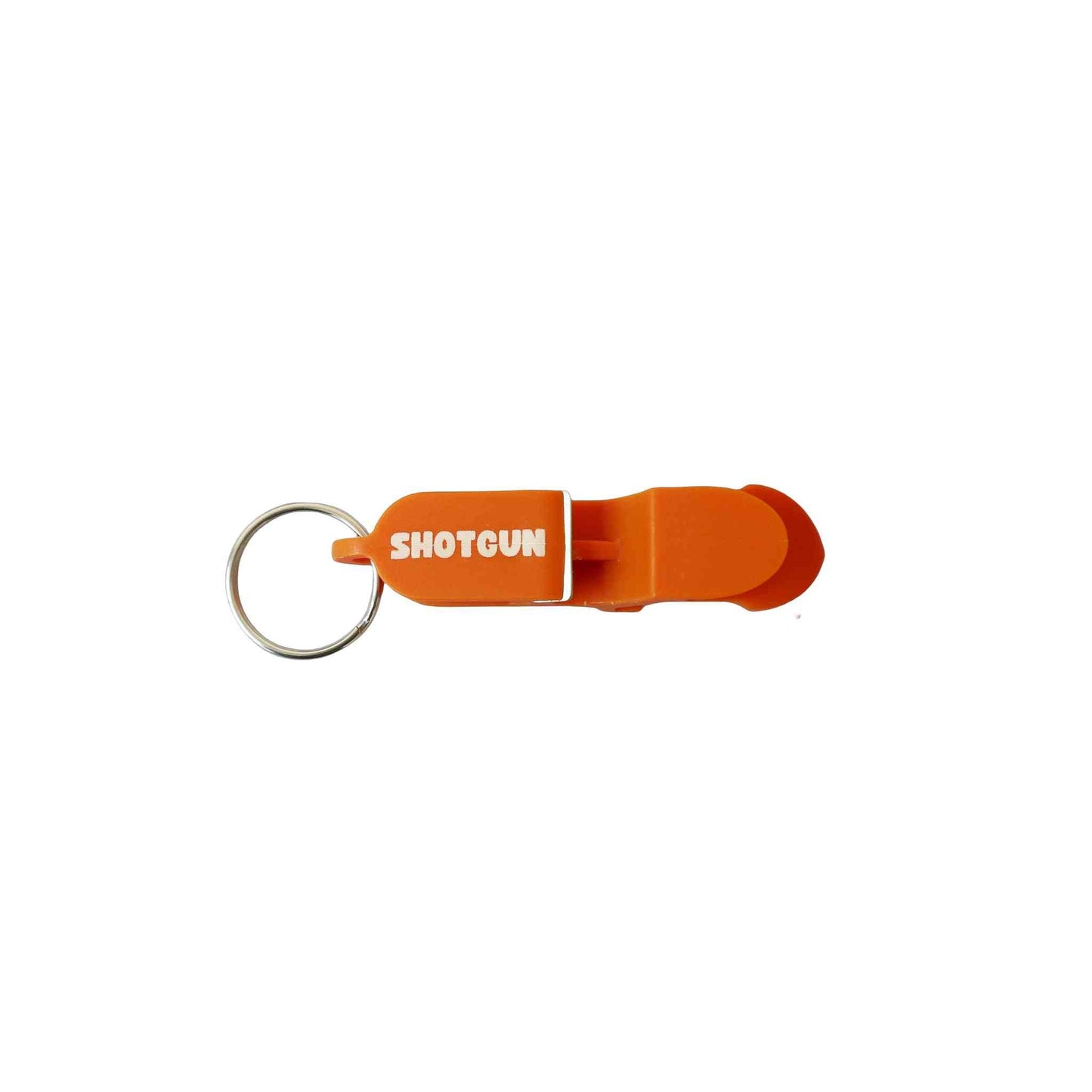 Orange shotgun tool for opening cans quickly and efficiently, ideal for parties and festivals.