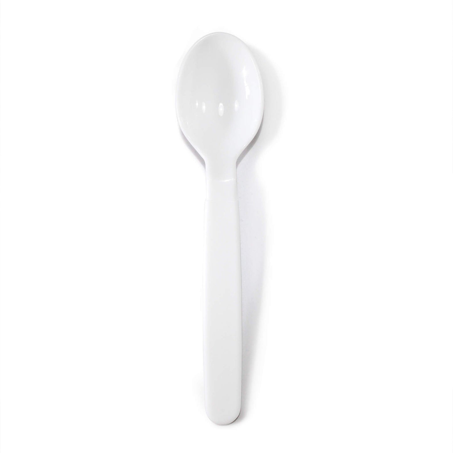 Reusable plastic picnic spoon from the 30-piece set, dishwasher safe.