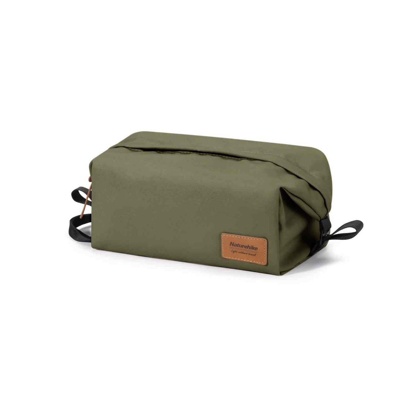 Water-resistant toilettaske with spacious compartments for organization.