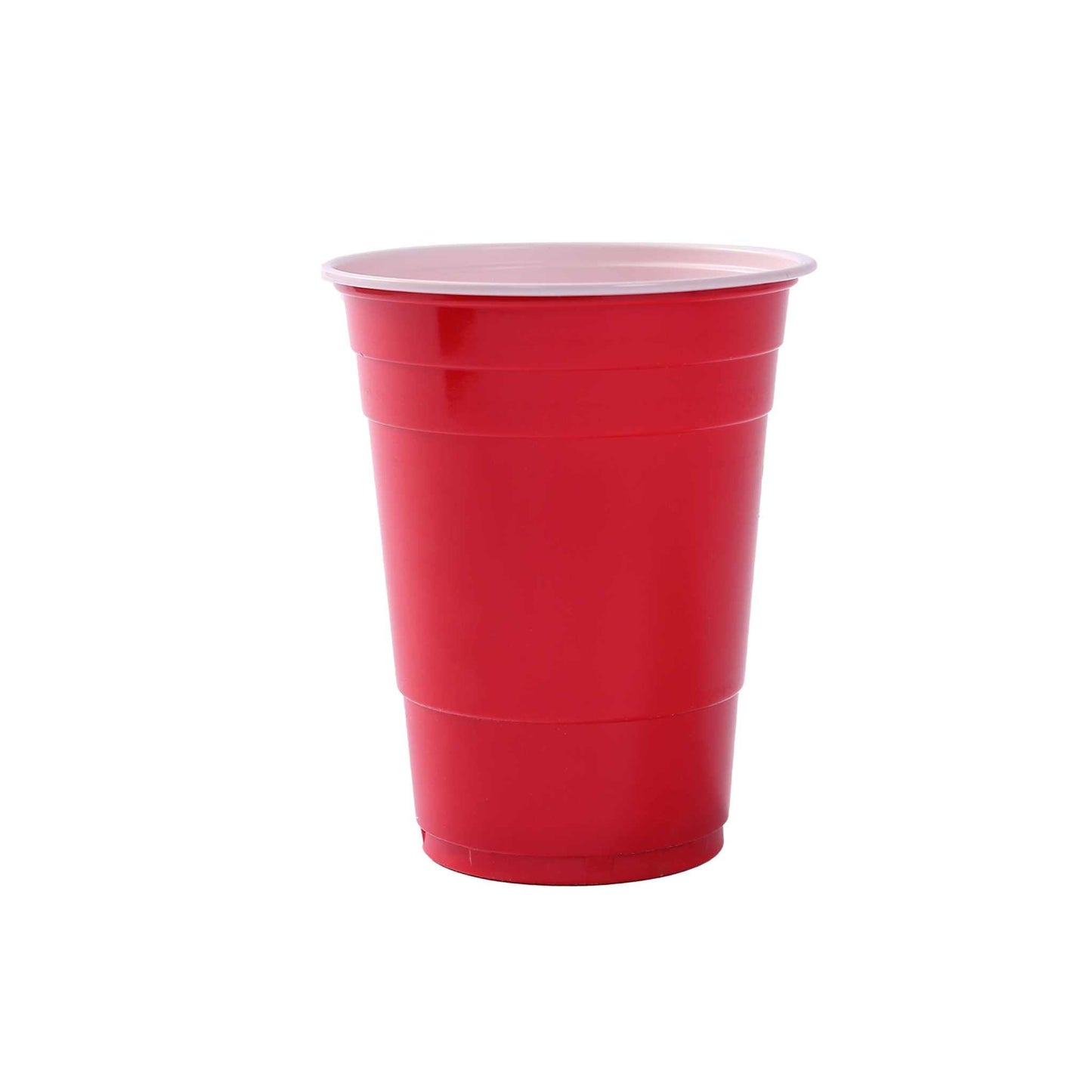 Beer pong sæt med røde kopper og bordtennisbolde.