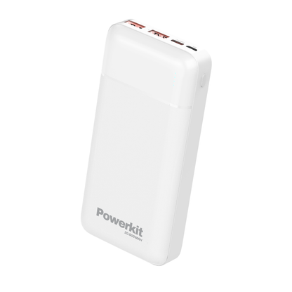 Powerbank - 20.000 mAh with dual USB ports and fast charging capability.