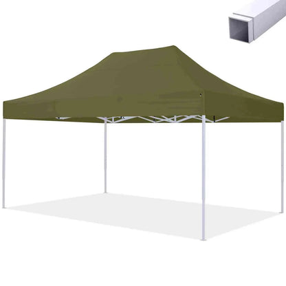 Pavillon Easy Up 3x4.5m with green waterproof canopy and sturdy white steel frame.